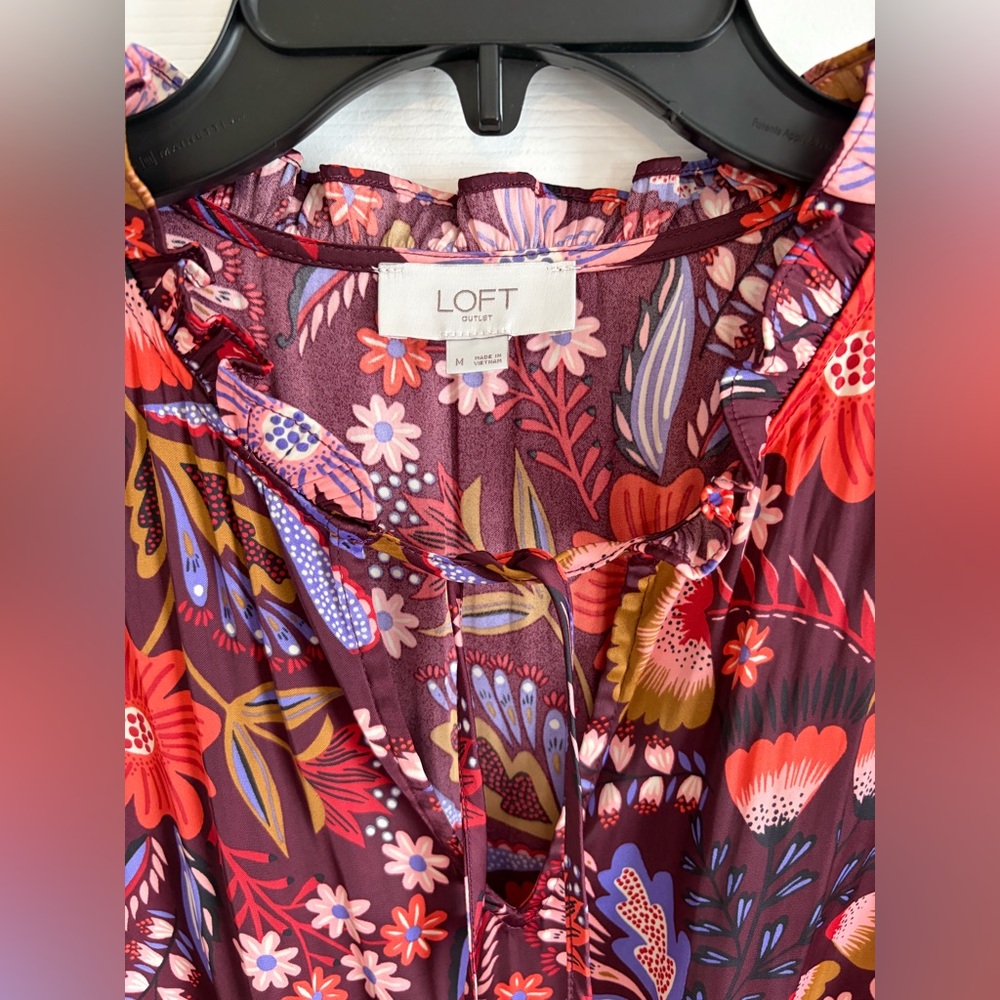 LOFT Multicolor Floral Long Sleeve Dress - Picture 4 of 6